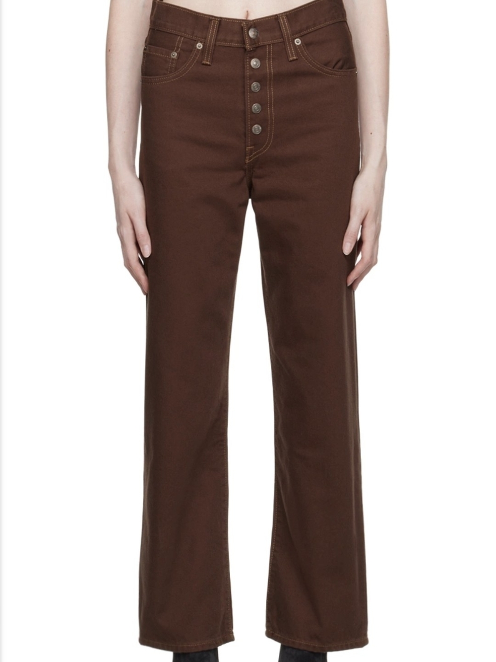 Levi's Ribcage Straight Ankle Snap-Fly (Faux Button) Jeans Chocolate - Size 29